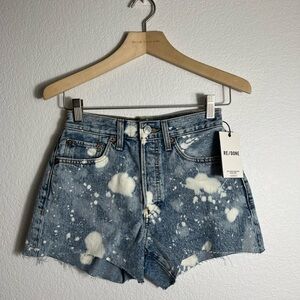 New‎ RE/DONE High Rise Denim Short Splash denim short 24 button fly